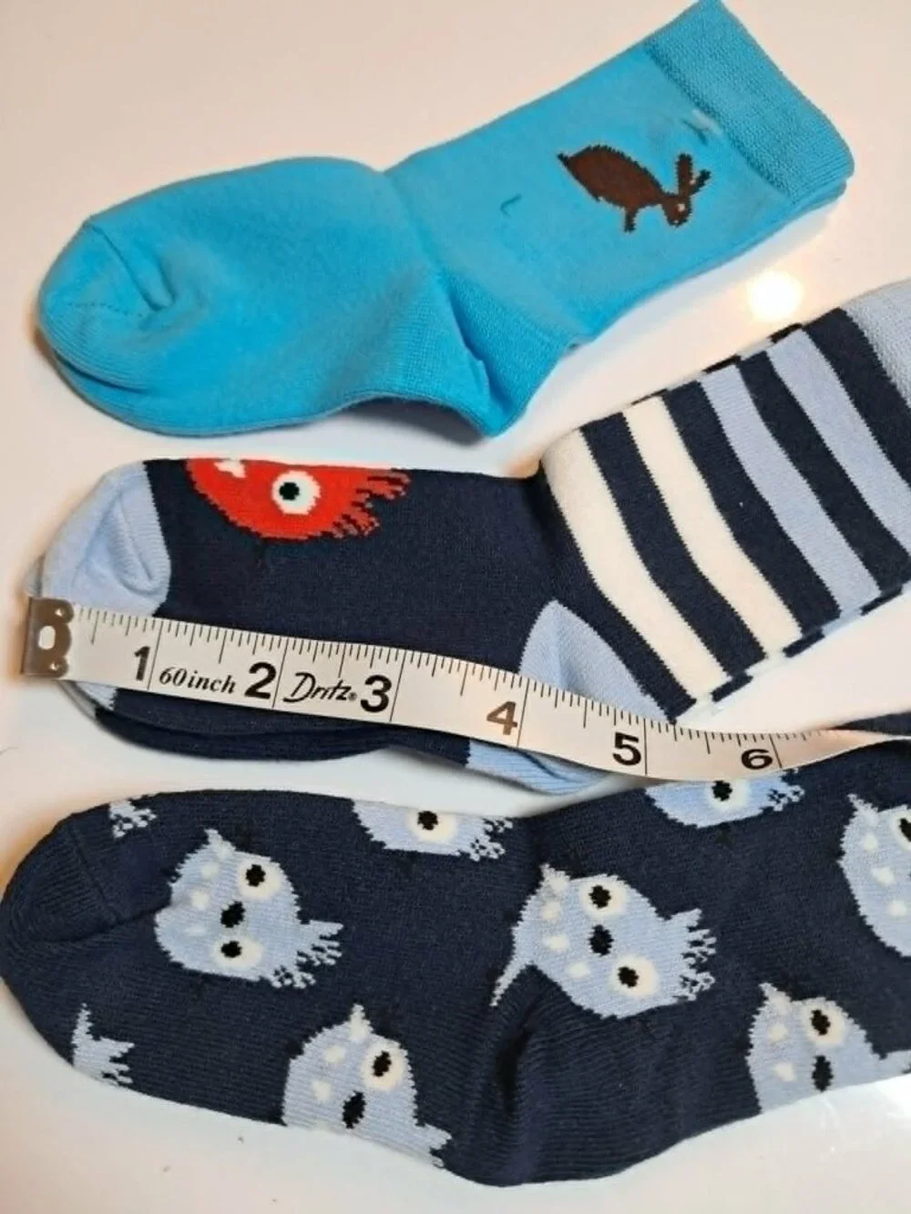 3 Pair Kids Blue Navy Crew Socks Animal Monster Stripe